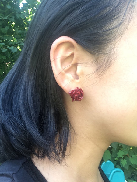 Red rose earrings