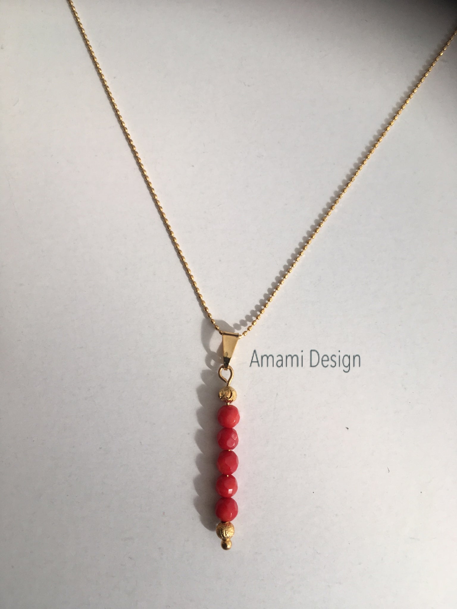 Red Coral line necklace