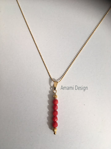 Red Coral line necklace