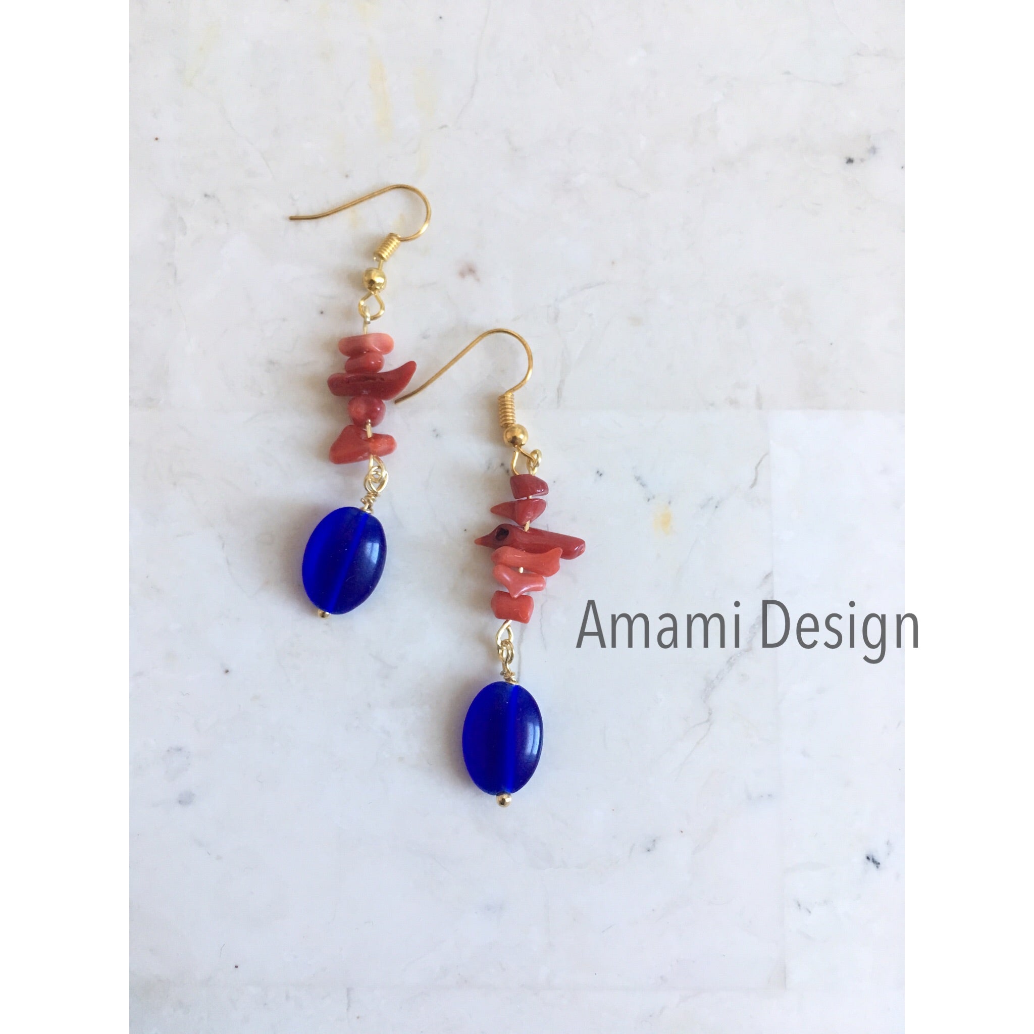 Gem party-red coral with navy blue