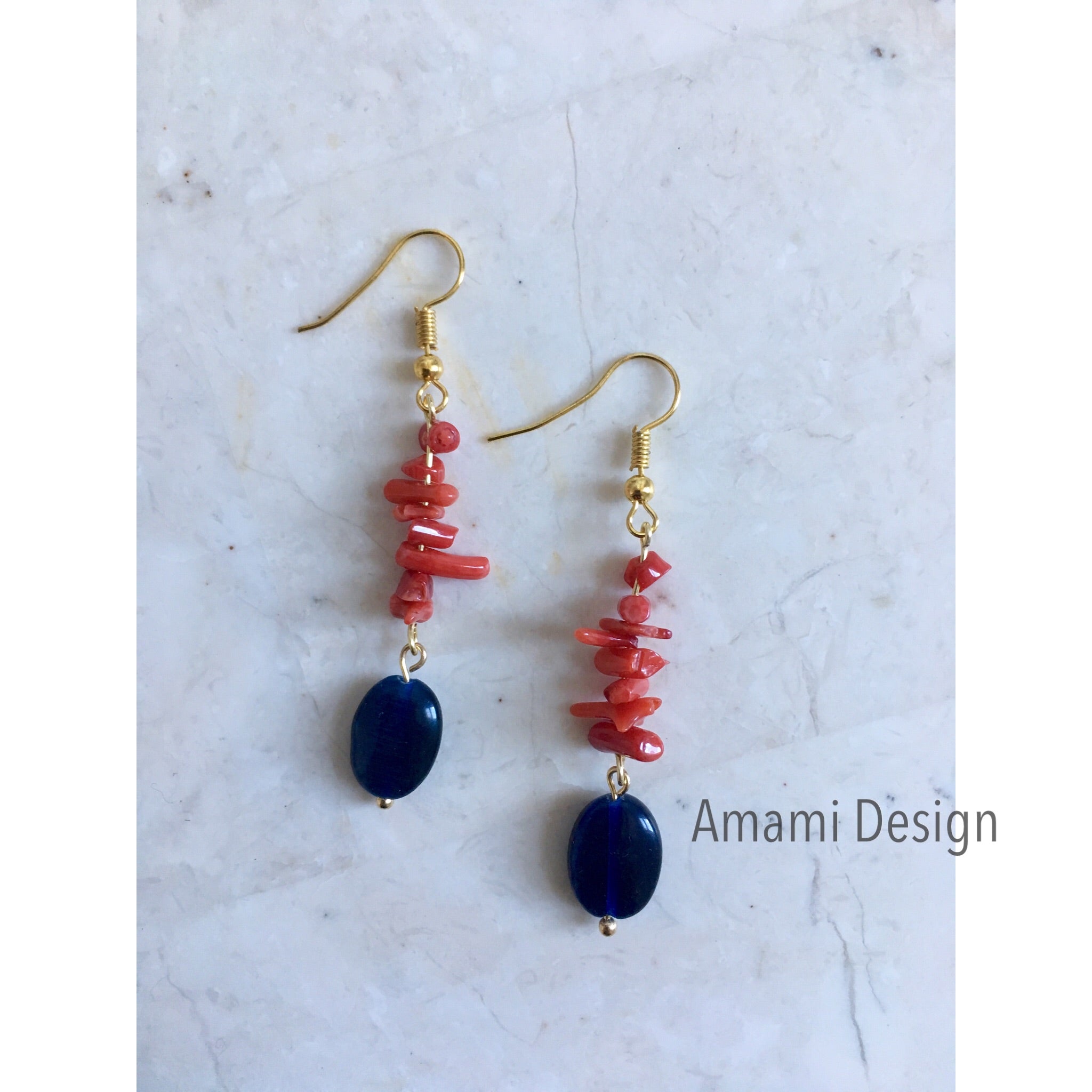 Gem party- red coral with navy